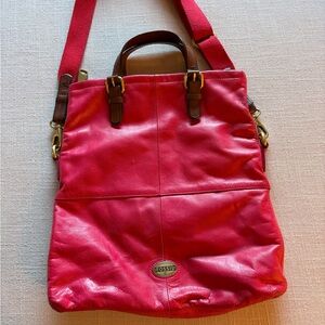Fossil RED Leather Shoulder Bag